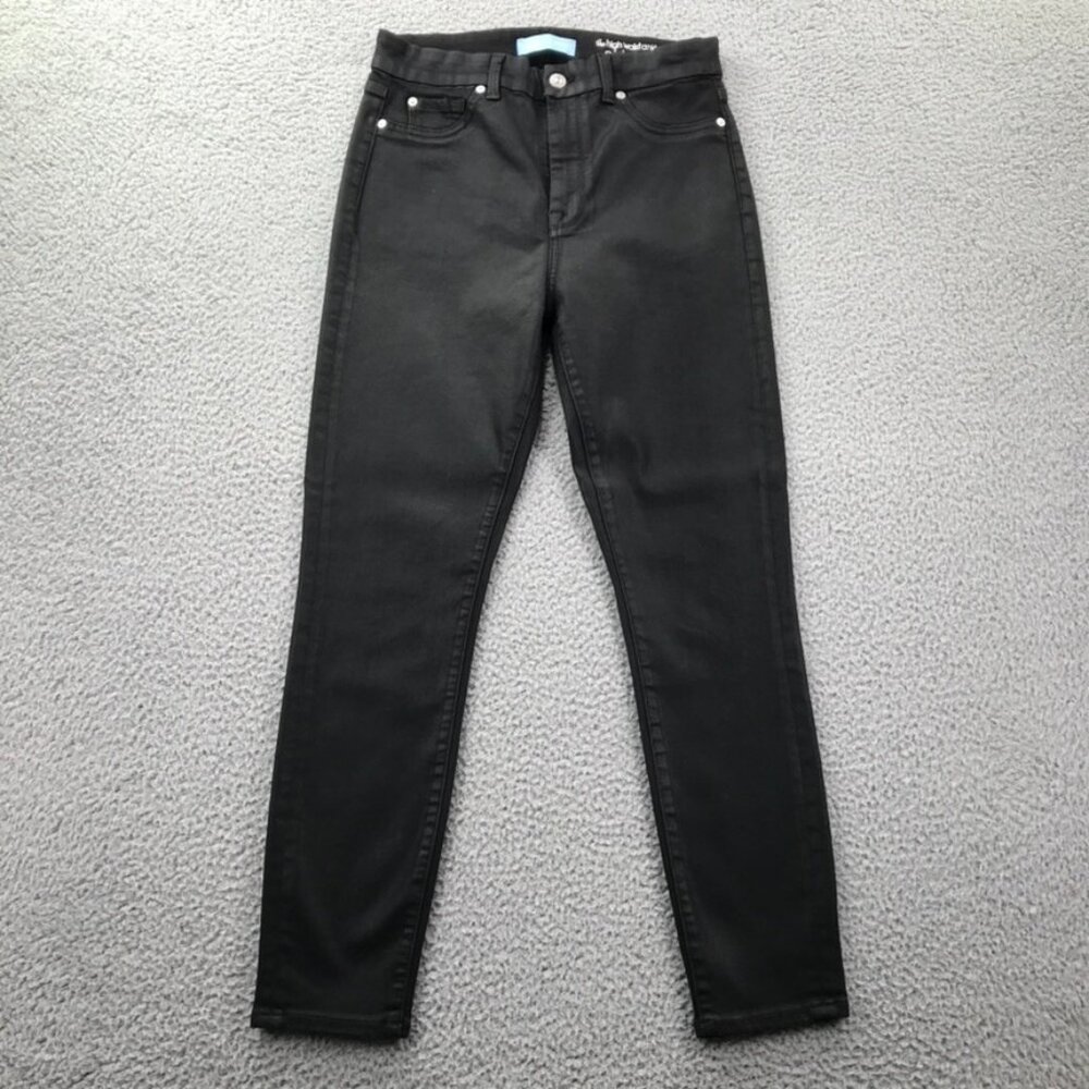 7FAM Womens Size 30 Blair Black Coated Stretch Denim High Rise Ankle Skinny Jean